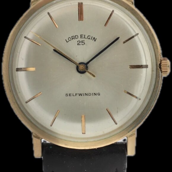 Vintage Lord Elgin 25 Sunburst Men's Automatic Wristwatch 10k Gold Filled - Picture 4 of 5